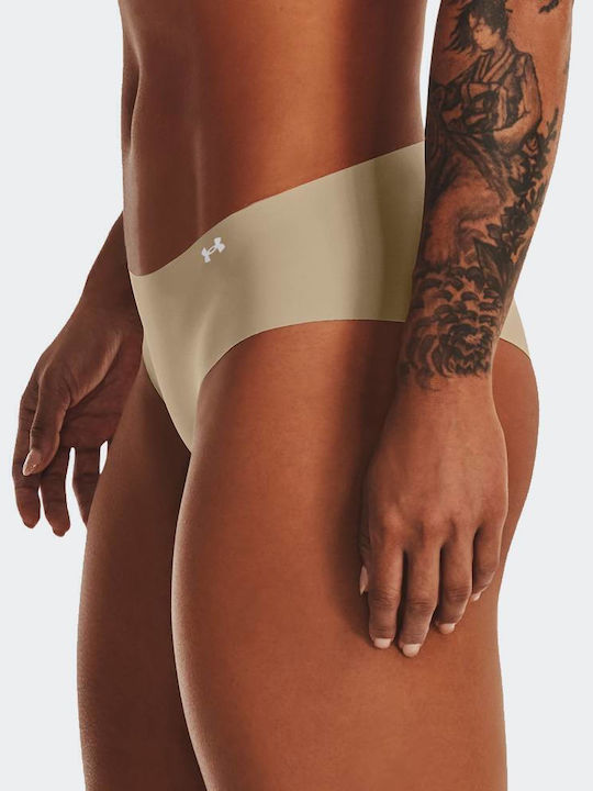 Pure Stretch Hipster Damen Slip 3Pack Nahtlos Beige