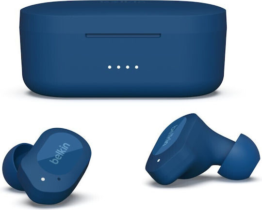 Belkin Soundform Play True In-ear Bluetooth Handsfree Ακουστικά με Αντοχή στον Ιδρώτα και Θήκη Φόρτισης Μπλε