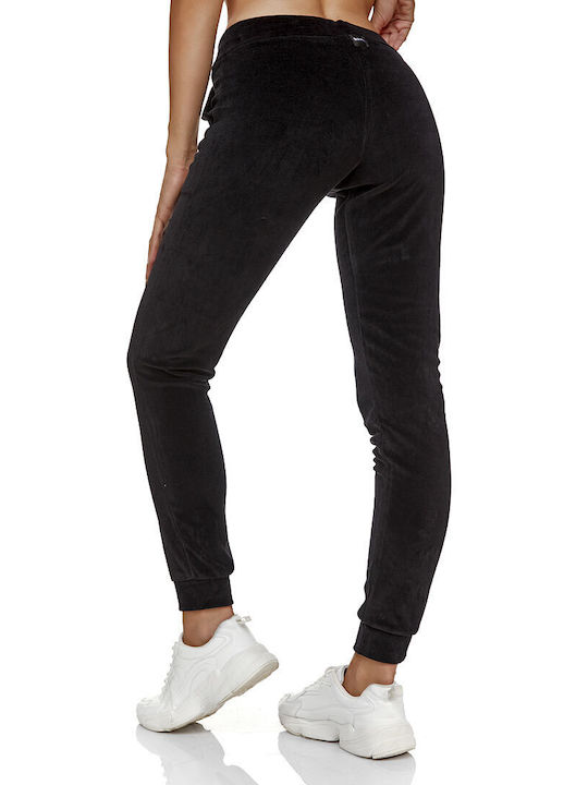 Bodymove Damen-Sweatpants Jogger Schwarz Samt