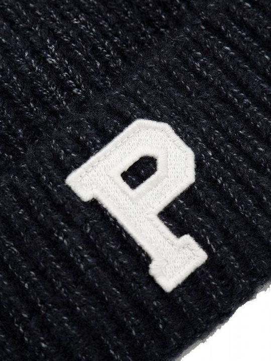 Sabrina Ribbed Beanie Cap Navy Blue