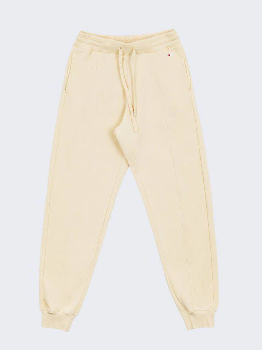Rib Cuff Talie înaltă Pantaloni de Trening cu elastic Ecru