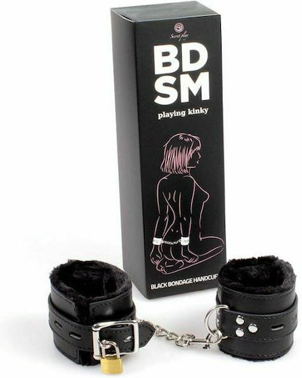 Secretplay BDSM Playing Kinky Белезници Черни белезници за робство в Черен Цвят
