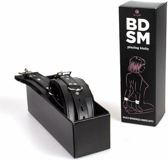 Secretplay BDSM Playing Kinky Белезници Черни белезници за робство в Черен Цвят