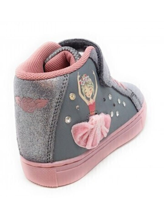 Kids Sneakers High with Scratch & Lights Gray