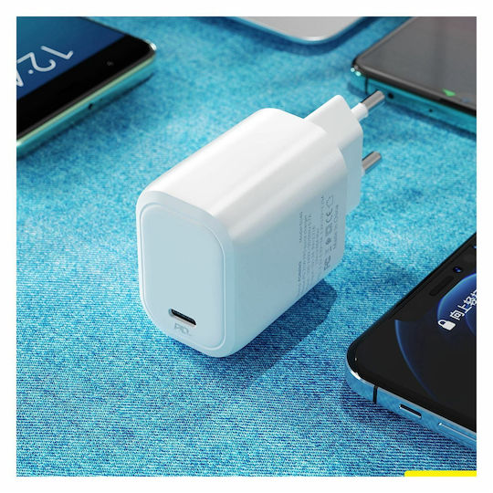 Foneng Încărcător Fără Cablu cu Port USB-C 25W Livrarea energiei Albς (EU40)