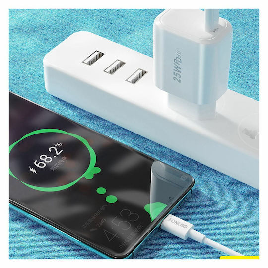 Foneng Încărcător Fără Cablu cu Port USB-C 25W Livrarea energiei Albς (EU40)