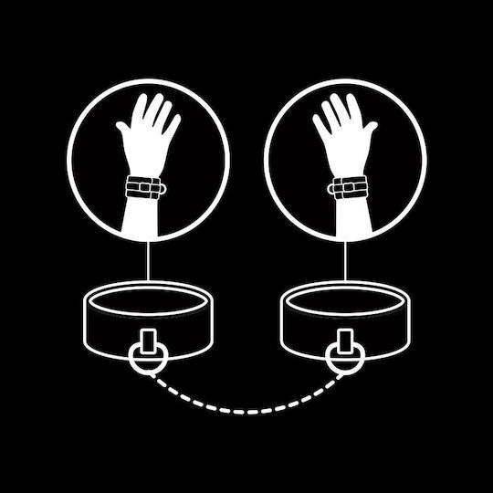 Fetish Submissive Leather Handcuffs Χειροπέδες σε Μαύρο Χρώμα