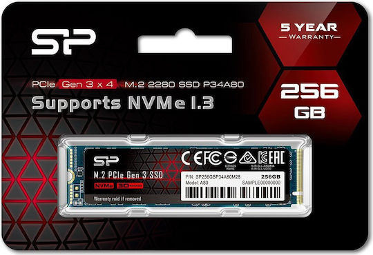 Silicon Power P34A80 SSD 256GB M.2 NVMe PCI Express 3.0