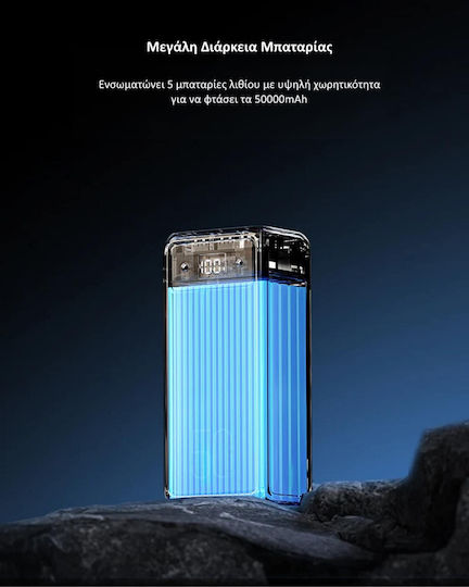 Veger Tank Lite Power Bank 50000mAh 22.5W με 3 Θύρες USB-A και Θύρα USB-C Power Delivery Μαύρο