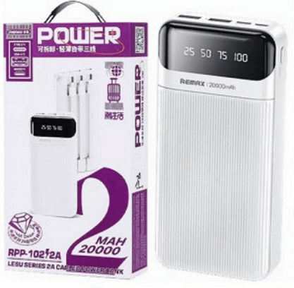 Remax RPP-102 Power Bank 20000mAh cu 4 Porturi USB-A Alb