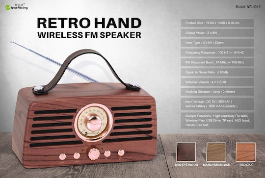 Newrixing NR-4013 Bluetooth-Lautsprecher 10W mit Radio Braun