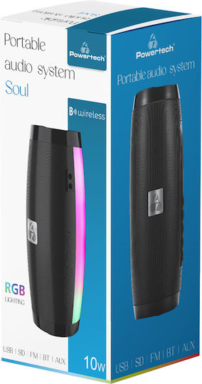 Powertech Ηχείο Bluetooth 10W με Ραδιόφωνο και Διάρκεια Μπαταρίας έως 3 ώρες Μαύρο PT-1034