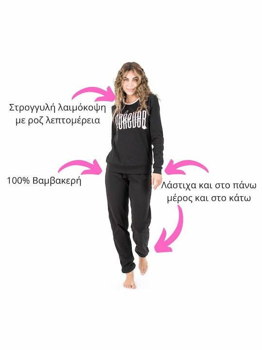 Sara Forever Set Winter Women's Pajamas Black