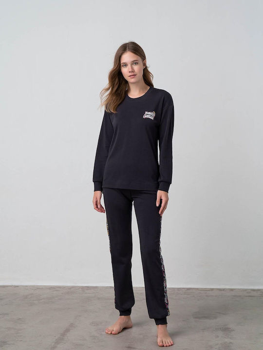 Vamp Winter Women's Pyjama Set Navy Blue