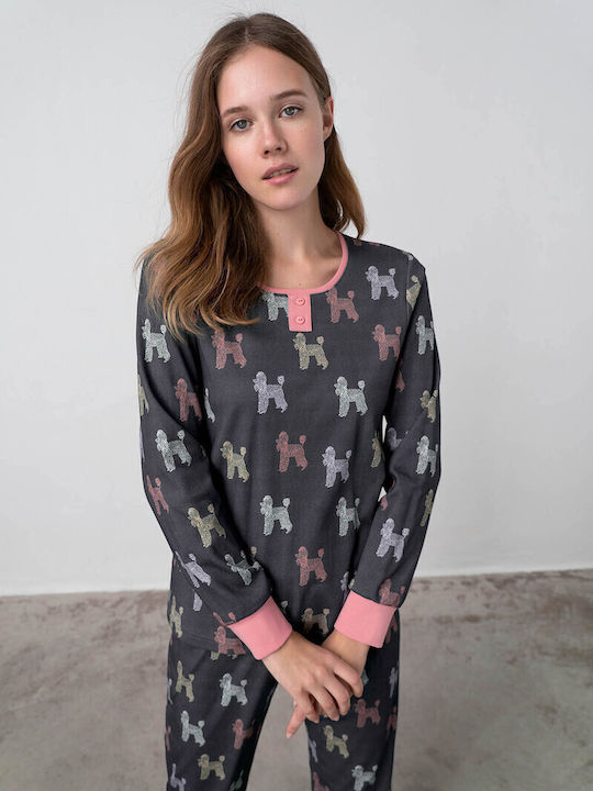 Vamp Winter Damen Pyjama-Set Gray
