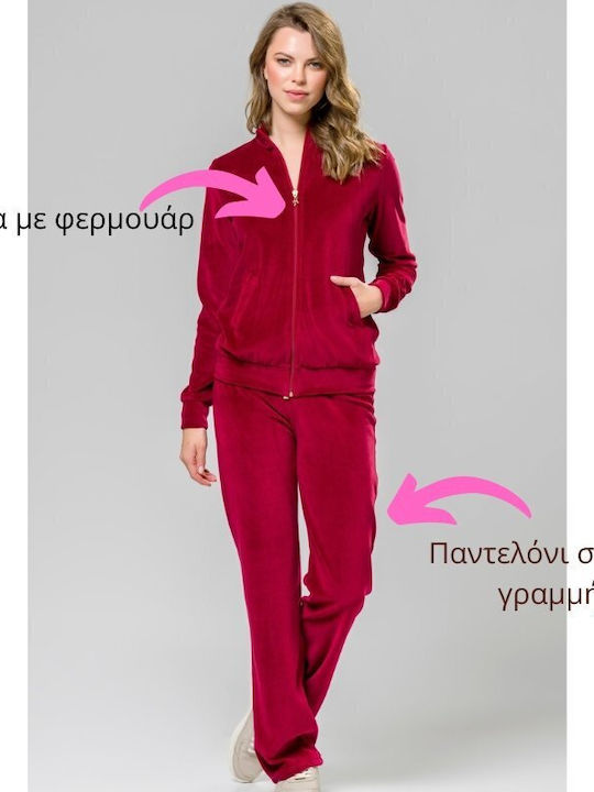 Harmony De iarnă Set Pijamale pentru Femei De bumbac Burgundy