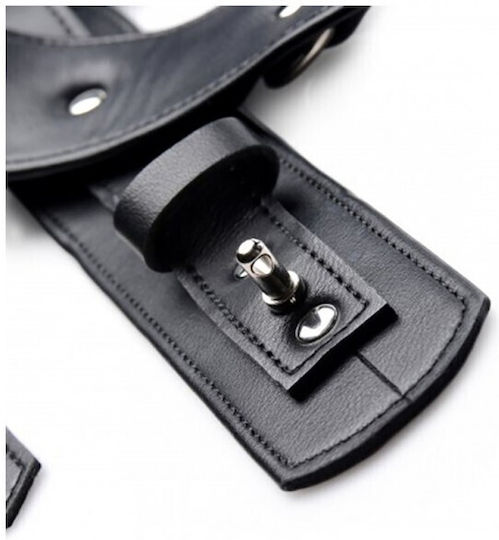 Strict Leather Frog-Tie Restraint Bondage Harness with Locks Limb Restraint Set in Black Color