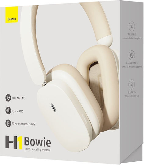 Baseus Bowie H1 Kabellos / Kabelgebunden Über Ohr Kopfhörer mit 70 Stunden Betriebszeit Weiß