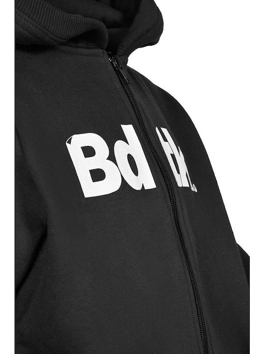 Athletic Kids Sweatshirt Cardigan Cotton with Hood Black