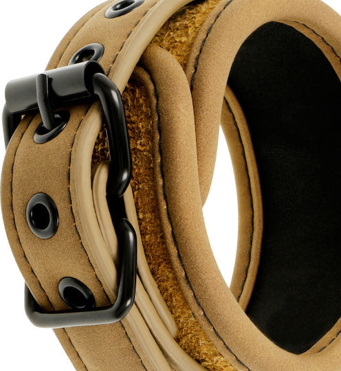 Fetish Submissive Ankle Cuffs Vegan Leather Handcuffs in Brown Color