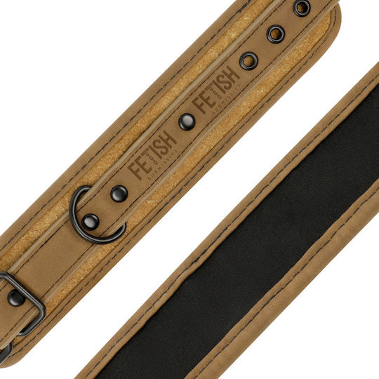 Fetish Submissive Ankle Cuffs Vegan Leather Handcuffs in Brown Color