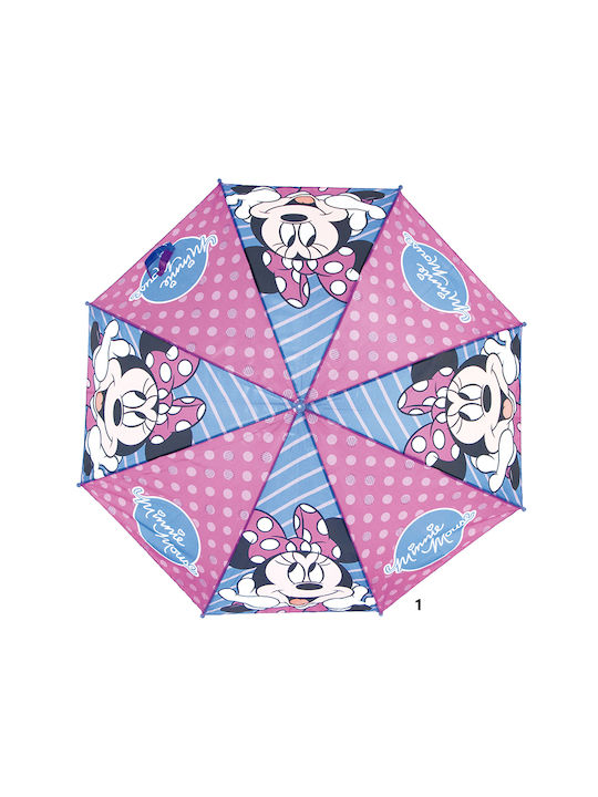 Kids Curved Handle Auto-Open Umbrella with Diameter 48cm Pink