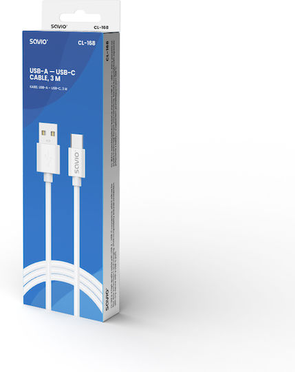 Savio USB 2.0 Cable USB-C male - USB-A Λευκό 2m CL-168