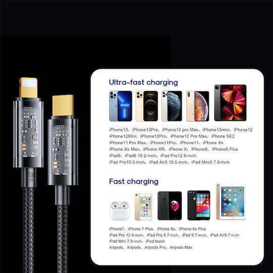 Joyroom S-CL020A20 Braided USB-C to Lightning Cable 20W Μπλε 2m