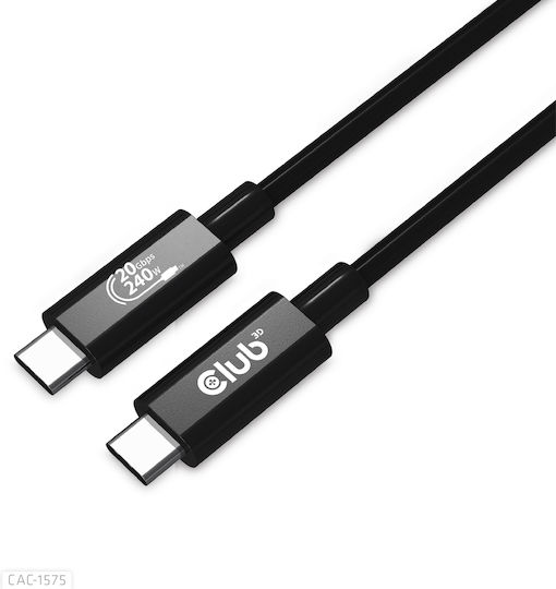 Club3D USB 4 Video Cable USB-C male - USB-C 240W PD Μαύρο 2m CAC-1575