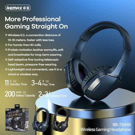 Remax RB-750HB Über Ohr Gaming-Headset mit Verbindung Bluetooth Blau