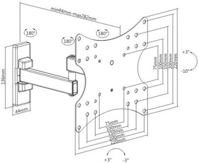 Brateck KLA26-222 Wall TV Mount with Arm up to 42" and 20kg