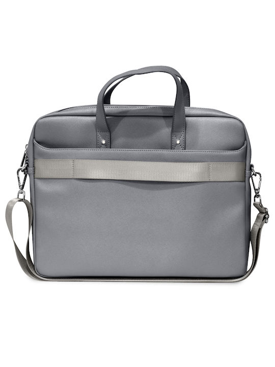Guess Saffiano Triangle Logo Shoulder / Handheld Bag for 16" Laptop Silver