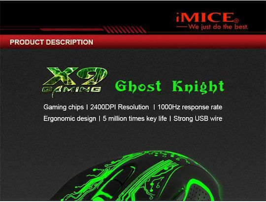 iMice X9 Gaming Ποντίκι 3200 DPI Μαύρο