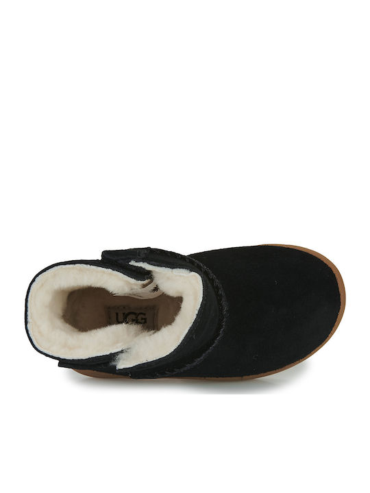 Keelan Suede Kids Boots with Velcro Black