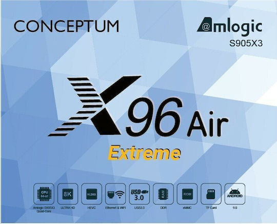 Conceptum TV Box X96 Air Extreme 8K UHD with WiFi USB 2.0 / USB 3.0 4GB RAM and 64GB Storage Space with Operating System Android 9.0