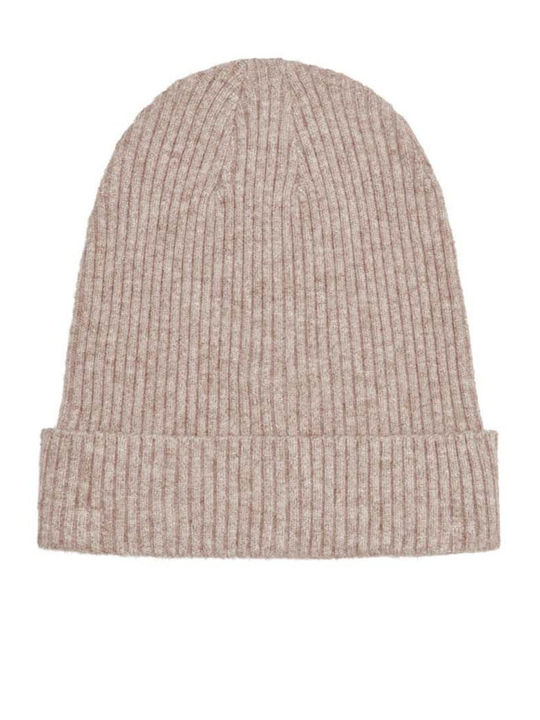 Zenna Beanie Beanie with Rib Knit in Beige color