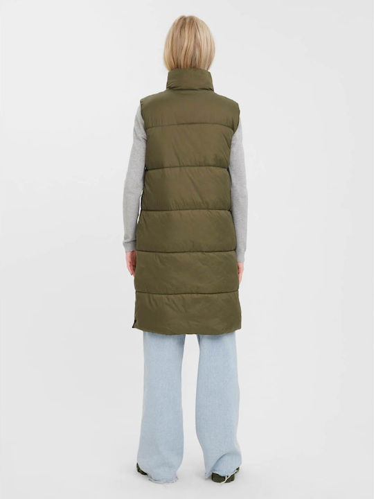 Vero Moda Lung Jachetă de femei Fără mâneci Puffer pentru iarnă Ivy Green