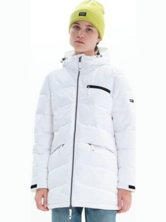 Lungă Jachetă de femei Puffer Alb