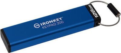 Kingston IronKey Keypad 128GB USB 3.2 Stick Μπλε