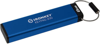 Kingston IronKey Keypad 8GB USB 3.2 Stick Blue