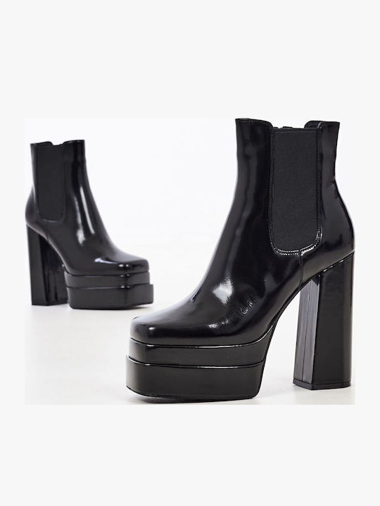 Kickin Leather Women's Chelsea Boots with High Heel Black