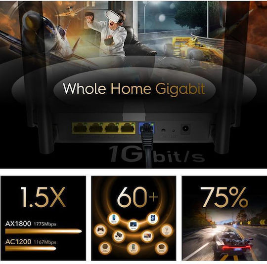 Cudy X6 v1 Ασύρματο Router Wi‑Fi 6 με 4 Θύρες Gigabit