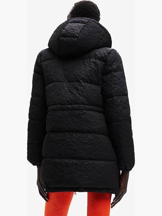 Kalmar Women's Long Puffer Jacket for Winter with Hood Black