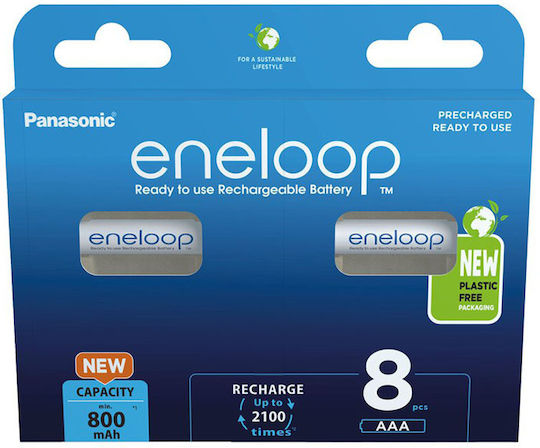 Panasonic Eneloop Επαναφορτιζόμενες Μπαταρίες AAA Ni-MH 800mAh 8τμχ