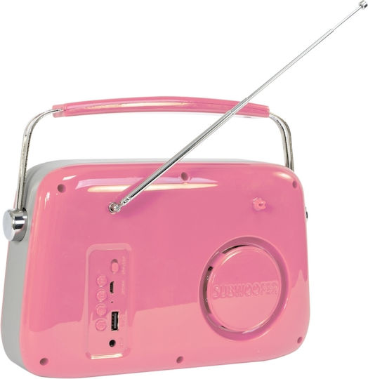 Madison Freesound VR40 Retro Επιτραπέζιο Ραδιόφωνο Επαναφορτιζόμενο με Bluetooth Ροζ