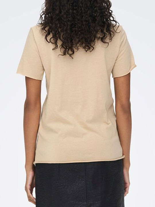 Only Damen T-Shirt Beige