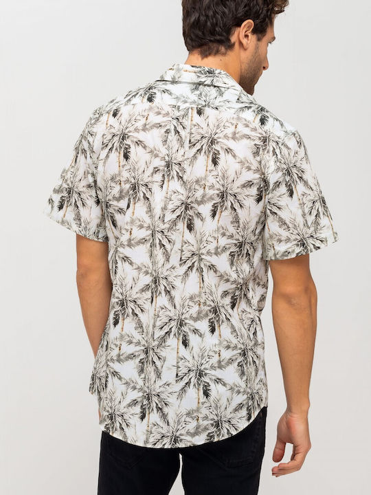 Staff Men's Shirt Short Sleeve Floral Beige