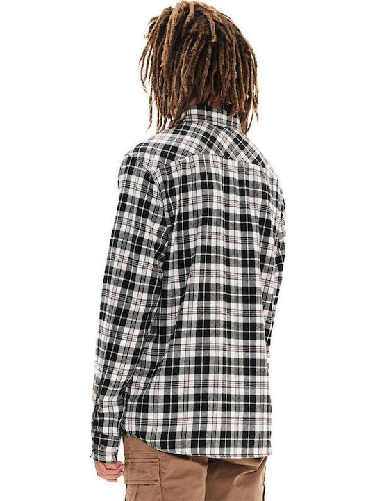 Long-sleeved Flannel Shirt Checked White/Black