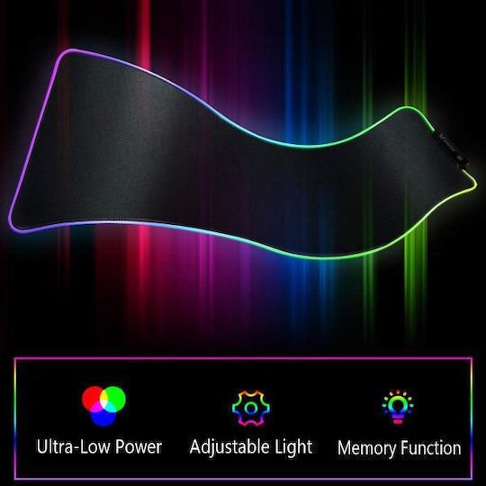 Gms GMS Гейминг Мишка Пад XXL (800мм) с RGB Осветление чрез USB Черен 52611302