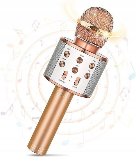 Μικρόφωνο Karaoke Ασύρματο GC9002 σε Ροζ Χρυσό Χρώμα
